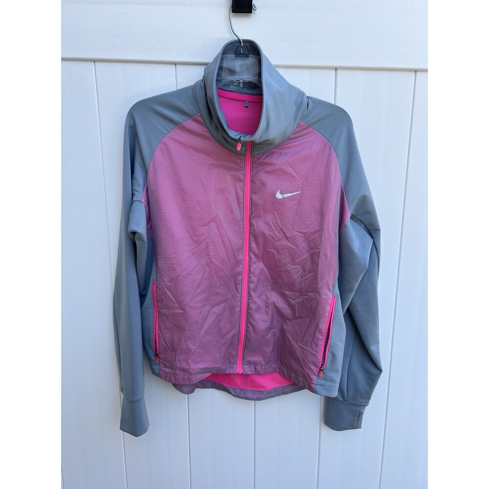 Nike Golf Tour Performance Womens Jacket Full Zip Sz Medium Dri Fit Pink Gray